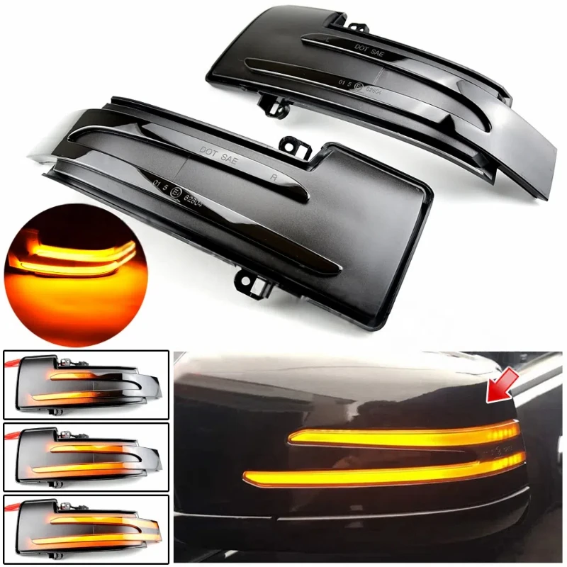 For Benz W463 X164 X166 W66 W251 Rearview Mirror Dynamic LED Running Water Turn Signal Lamp