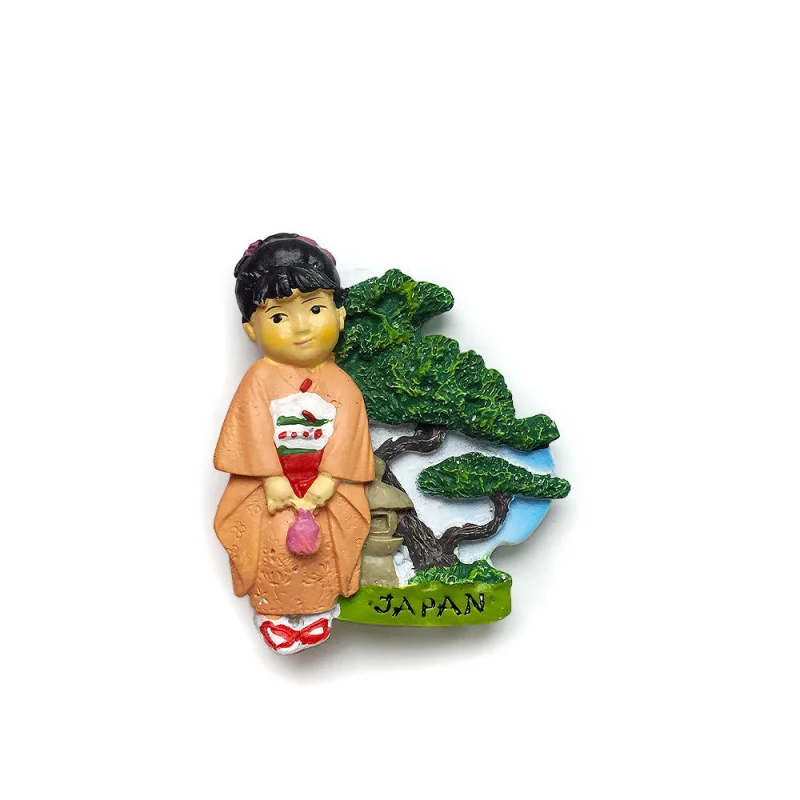 

Japanese Hand-Painted Kimono Girl Decoration Craft Magnetic Fridge Magnet Travel Souvenir Home Decoration