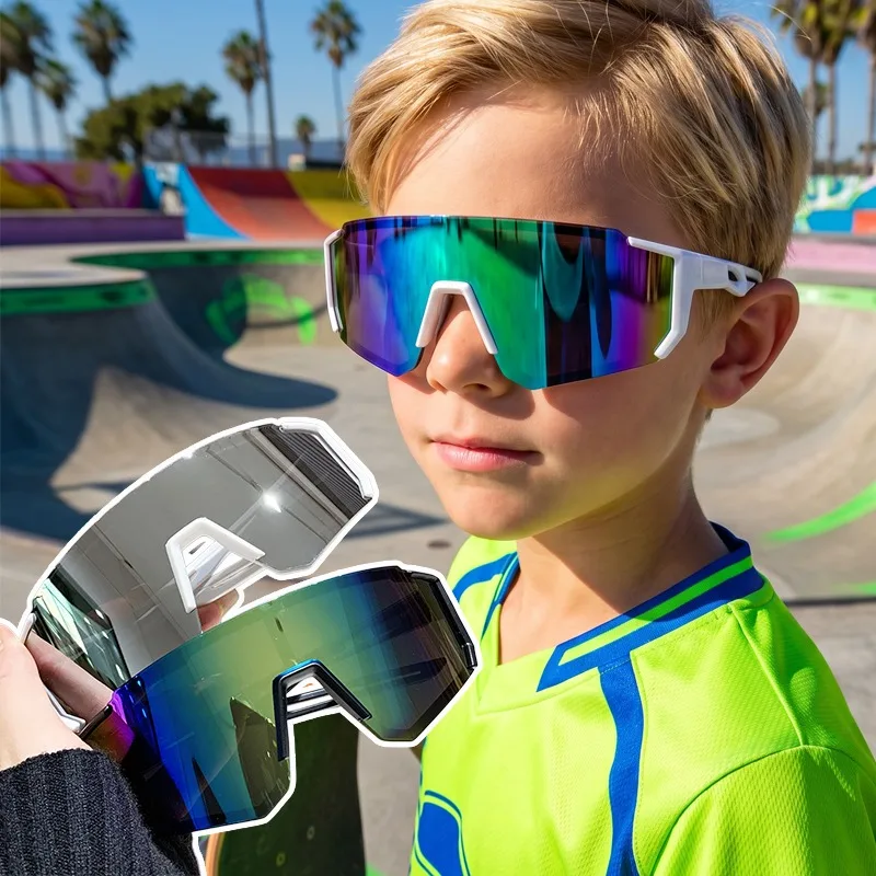 Kinder-Fahrradsonnenbrille UV400-Schutz Jungen Mädchen Sportbrille Outdoor-Reitbrille für Kinder 3-10 Jahre