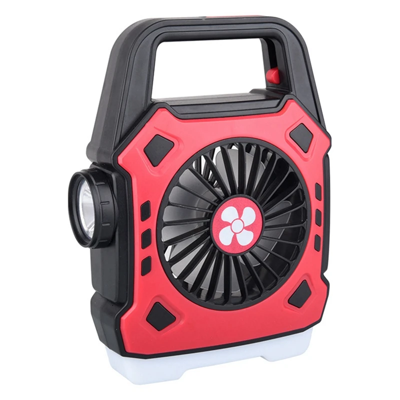 

Portable Camping Fan With Light Multifunctional Outdoor Flashlight USB Charging Hanging Tent Light