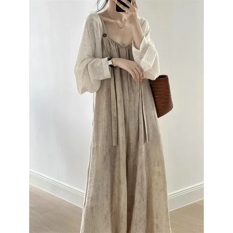 

Straight-leg Wide-leg Big-foot Jumpsuit Women's Salt Style Lazy and Relaxed Overalls