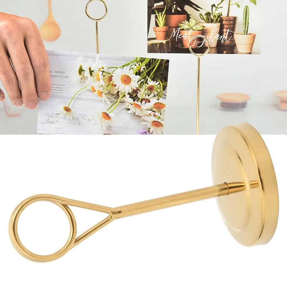 2Pcs Durable Gold Table Cardholder Multi-purpose Multiple Sizes Metal Table Clip Sturdy Stable Tabletop Menu Holder Party