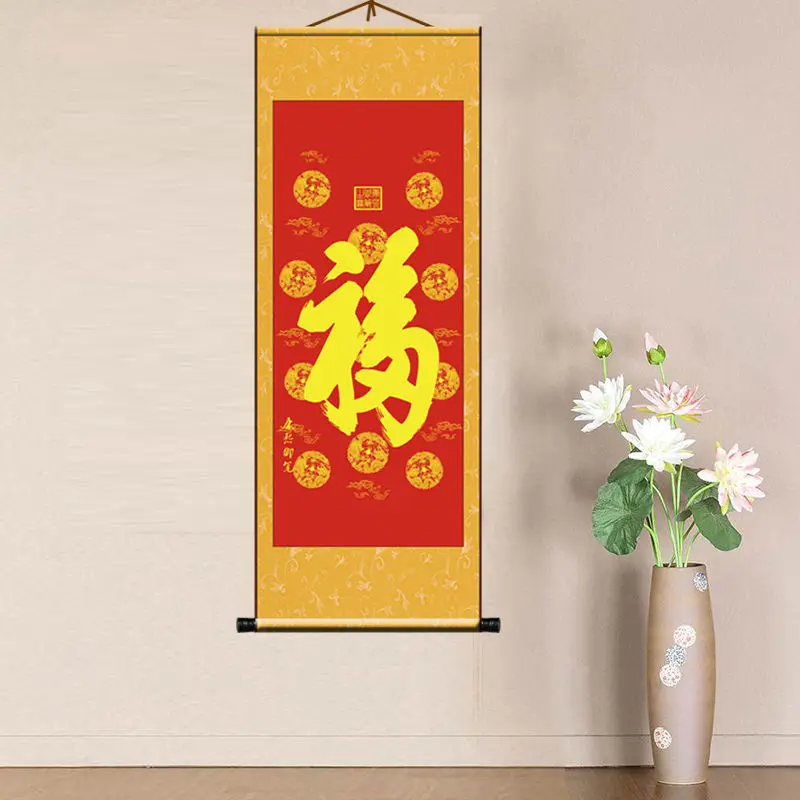 

Chinese Style Calligraphy Scroll Wall Art Painting Living Room Bedroom Decor Aesthetic Poster Wall Hanging Decoration Picture