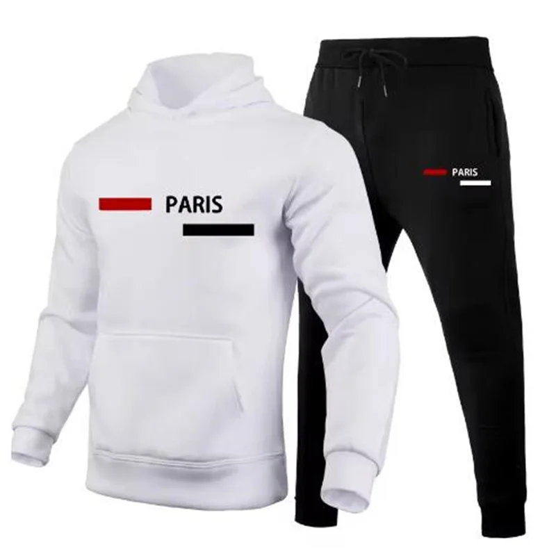 New in Mens Tracksuit Paris Printed Single Piece Sweatshirts Sweatpants Casual Sports Jogging Clothing Office Home Hoodies Pants