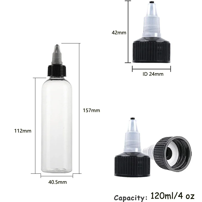 50 STKS 30 ml/60 ml/100 ml/120 ml Plastic Hervulbare Fles PET Olie Vloeibare Druppelflesjes Twist Top Cap Tattoo Pigment Inkt Containers