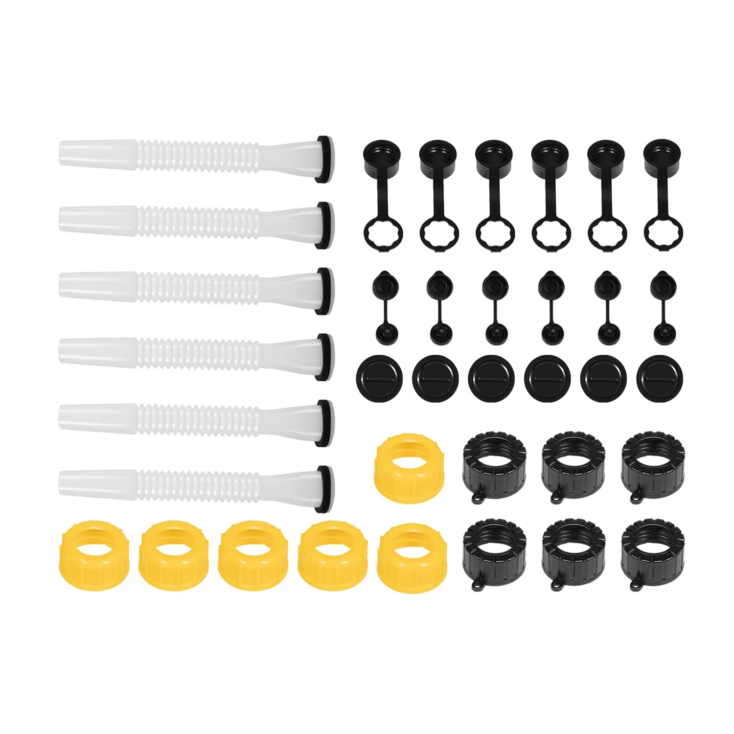 6 Sets Gas Fuel Can Spout Cap Replacement Kit with Gasket, Stopper, Cap, Vent Plugd, Vent Cap  boat accessories ( 36 pieces)