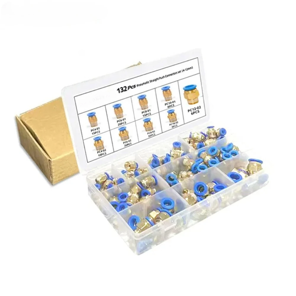 Boxed PC Series PC6-02 PC8-02 PC10-02 Air Joint Connectors Hose Tube Pneumatic Fittings 1/4 Push in Quick Release Couplings