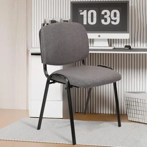 Stacking Waiting Room Chairs, PU Leather Armless Office Guest Chair with Metal Frames, Stackable Conference Room Chairs