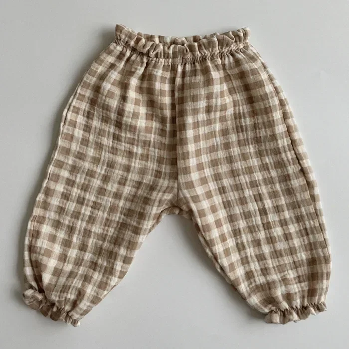 Muslin Infant Baby Boys Girls Pants Casual Cotton Loose Lantern Pants Full Pants Toddler Kids Trousers