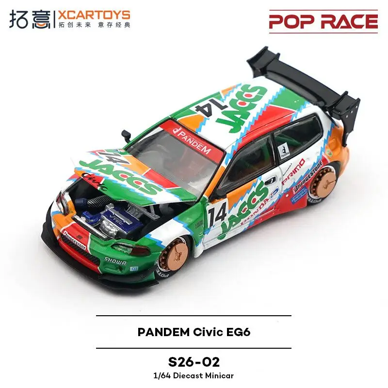 

Xcartoys 1 64 POPRACE Honda Civic EG6 JACCSS Green Alloy Car Model 26-02