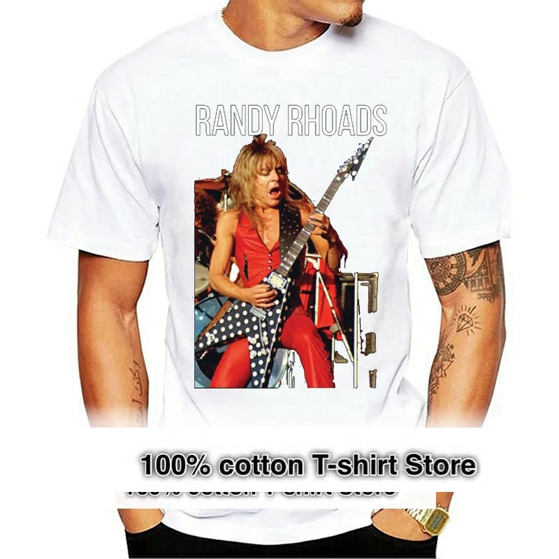 Randy Rhoads In Red Outfit Men's Black T-Shirt Size S-to-XXXL Sleeve Tops T Shirts Homme Top Tee