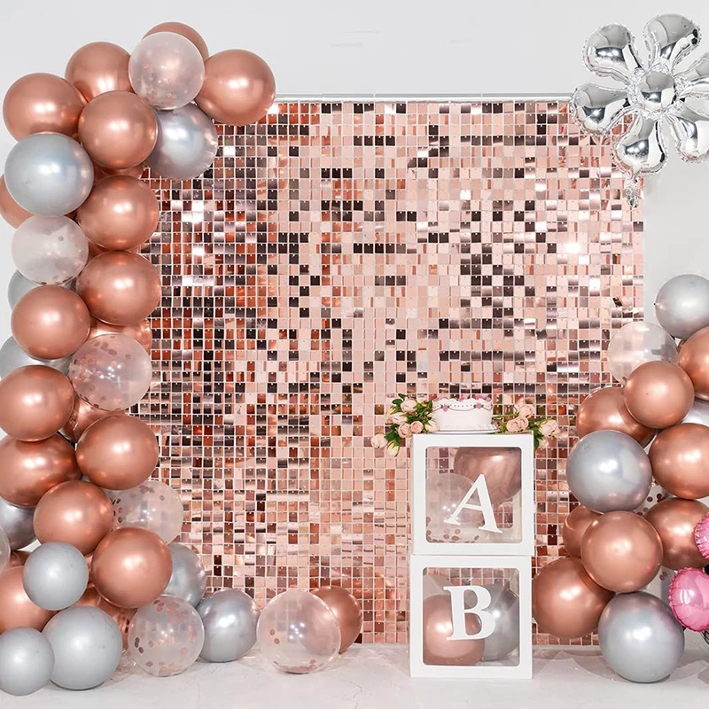 36Pcs Shimmer Wall Backdrop Panels 6FTX6FT Square Sequin Wall Backdrop Shimmer Photo Backdrops for Birthday Party Decoration