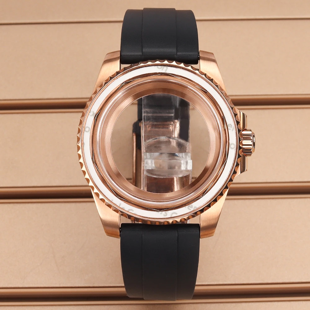 PVD Rose Gold 40MM Watch Case Sapphire Glass For Seiko NH35 NH36 NH34 ETA 2824 Miyota 8215 Movt 28.5mm Dial YACHT-MASTER Parts