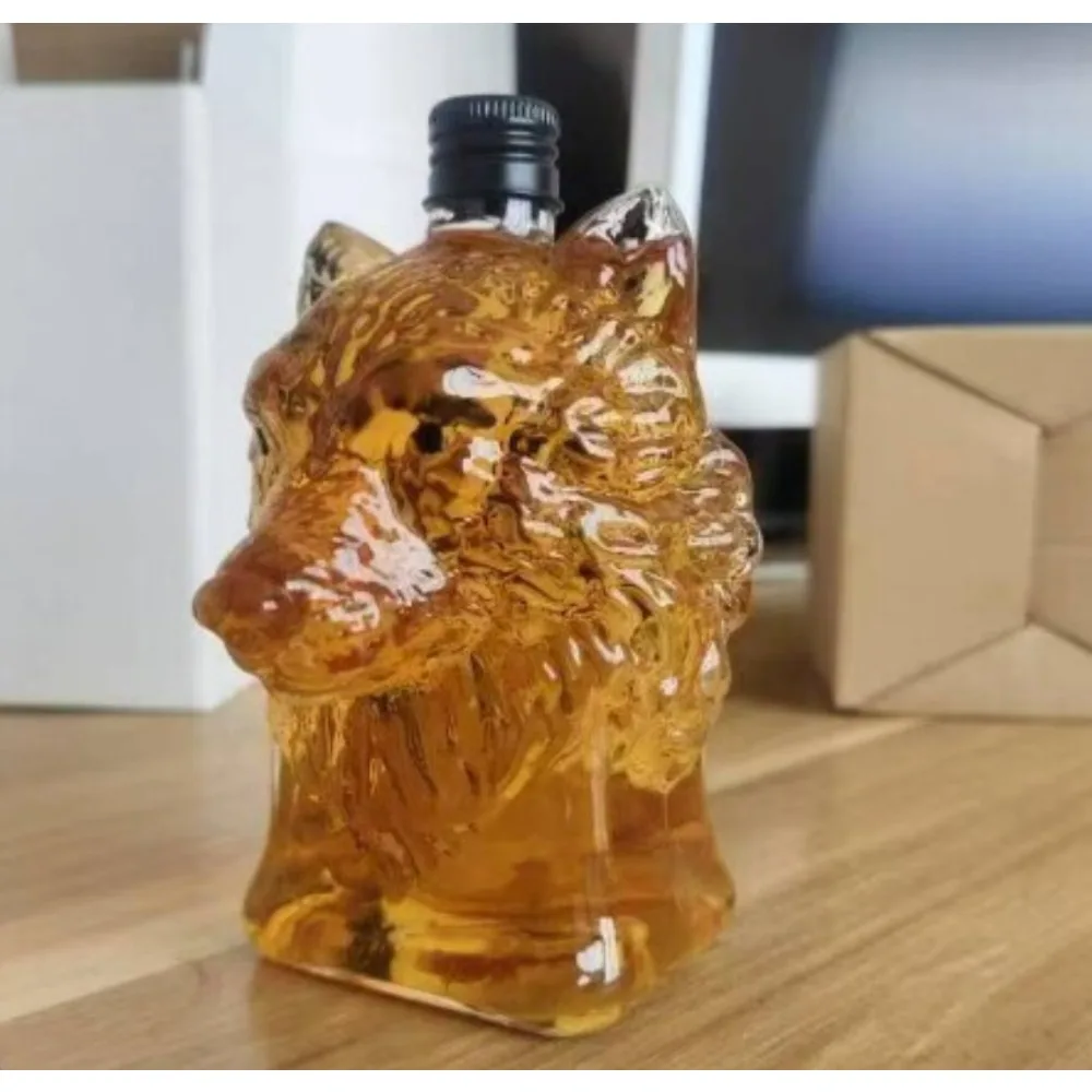 Decantador de whisky con diseño de cabeza de lobo, decantador con sello a prueba de fugas, accesorios para vino y whisky, regalo del Día del Padre, 300/350 ml