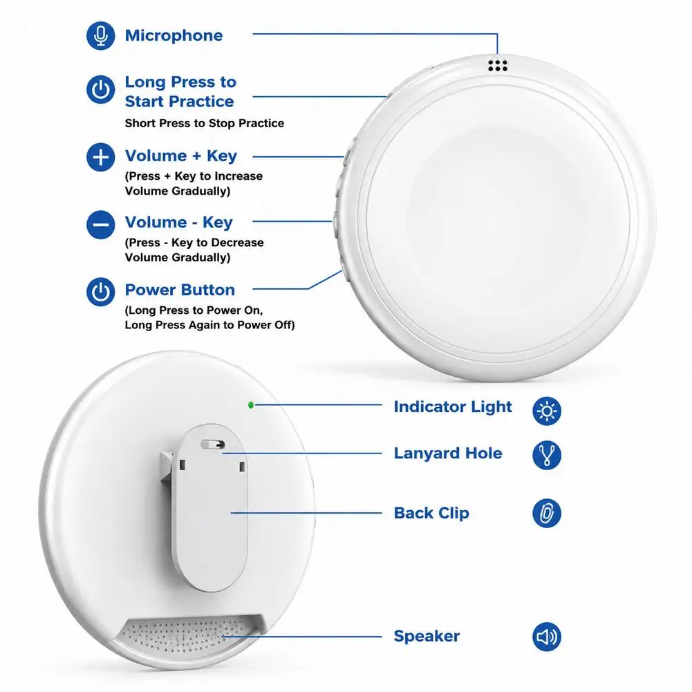 AI Intelligent Wearable Translator Real-Time 133 Language Translation Speaker Spanish And English Speaking Practice Companion