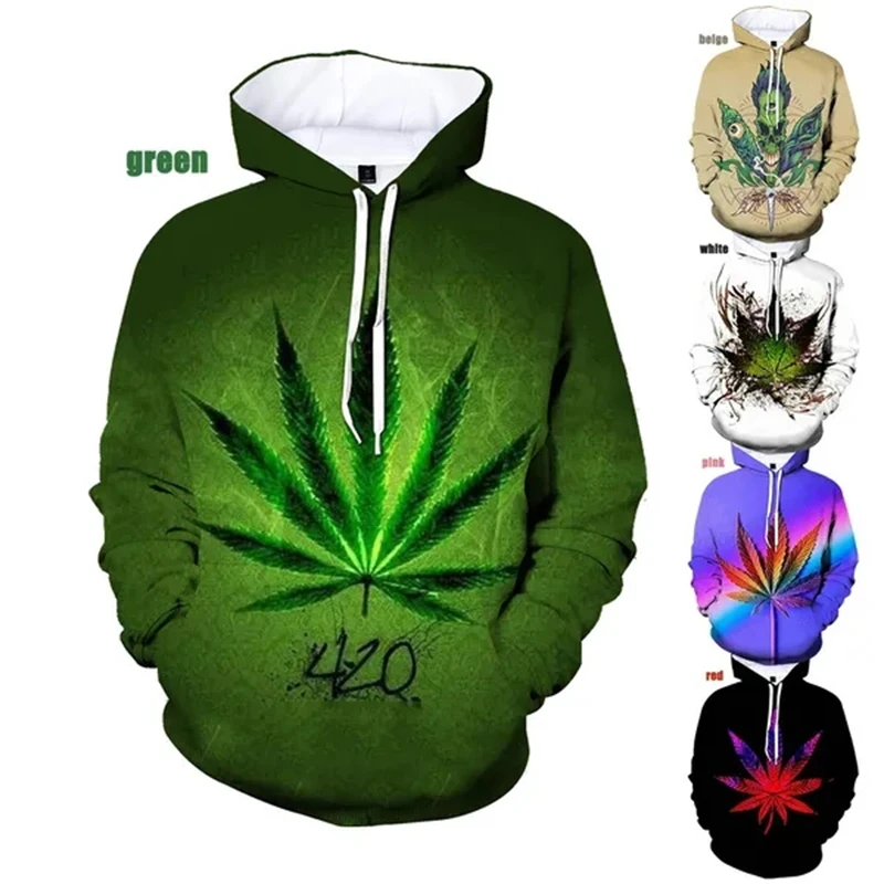 Weeds Leaf Printed 3D Plant Hoodies Men Women Children Fashion Long Sleeve Sweatshirts Streetwear Boy Girl Kids Clothes Tops