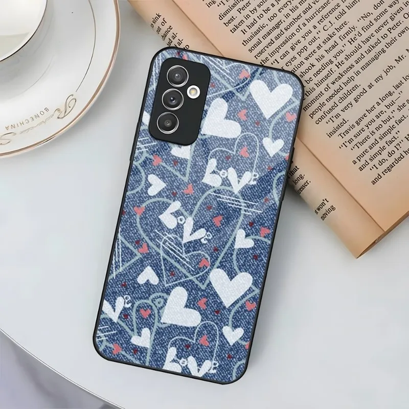 Jeans Cowboy Denim Printed Phone Case For Samsung A52 A71 A21 A22 A31 A20 A72 A81 Galaxy A14 A54 A34 M14 Glass Design Cover