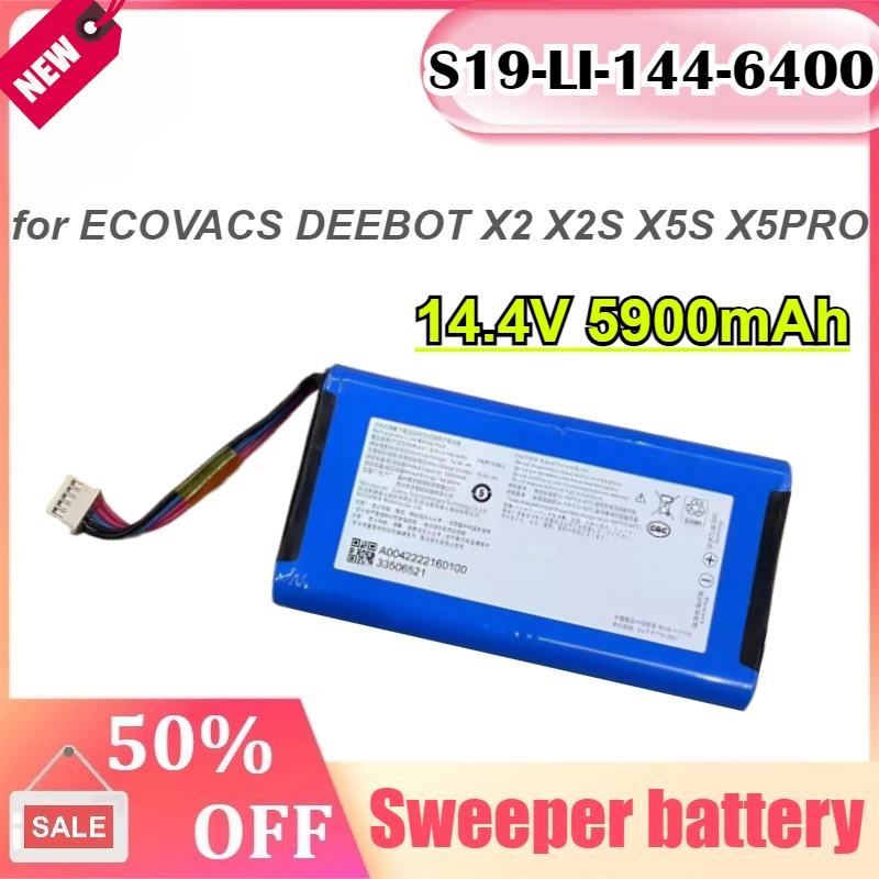 

S19-LI-144-6400 4INR19/66-2 14.4V 5900mAh for ECOVACS DEEBOT X2 X2S X5S X5PRO X5 PLUS ULTRA Vacuum Cleaner Battery