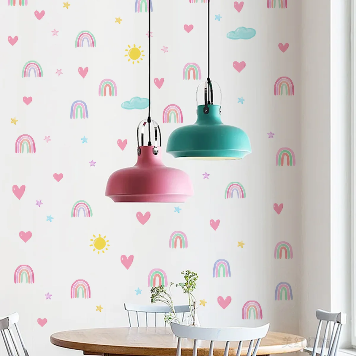 New rainbow stars love creative wall stickers bedroom living room children's room decoration self-adhesive wall stickers
