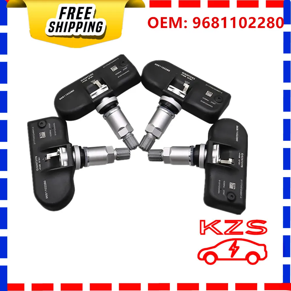 4 шт., 9681102280 МГц, TPMS Φ датчик для 433-2005 Peugeot 2009 1007 407 607 807-2004 Citroen C5
