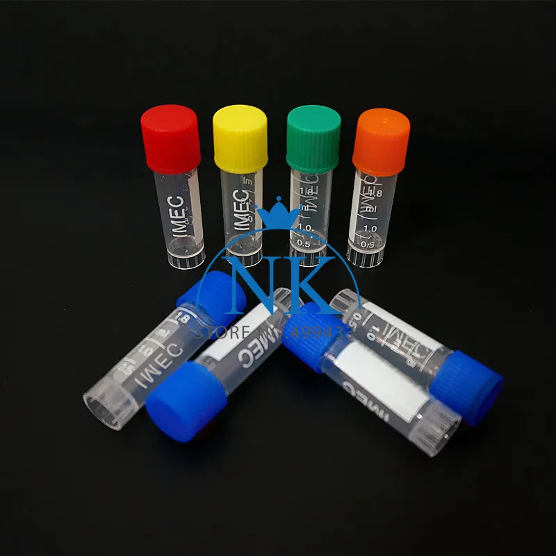 24Pcs 50Pcs 1.8ml(2ml) Plastic Freezing Tube With Color Thread Cap ,Cryovial Preservative Tube Sample Bottles With Scale