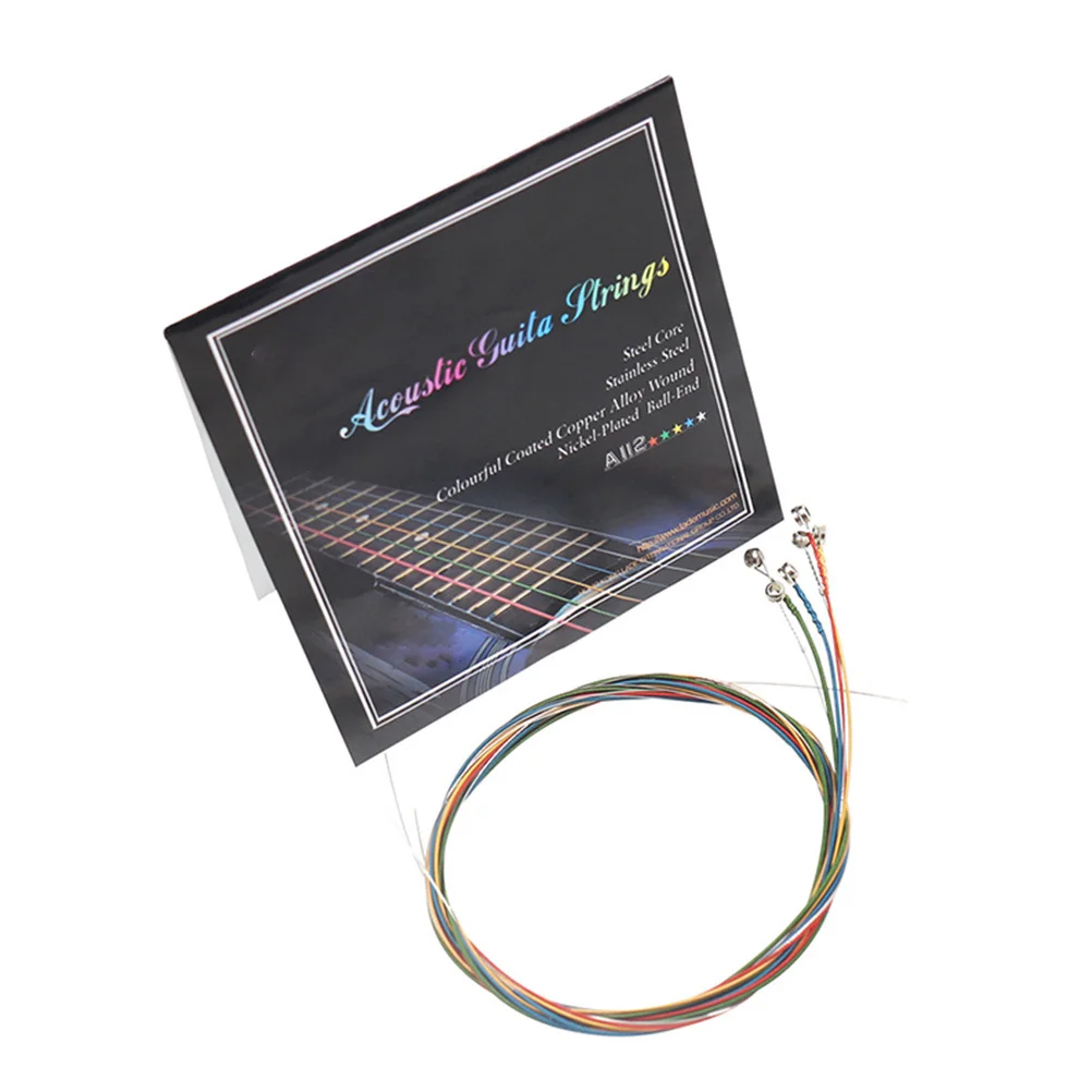 

1Set Guitar Strings Brass Alloy Acoustic Colorful Durable Long Lasting Clear Bright Sound Folk Guitar Strings Pack Musical