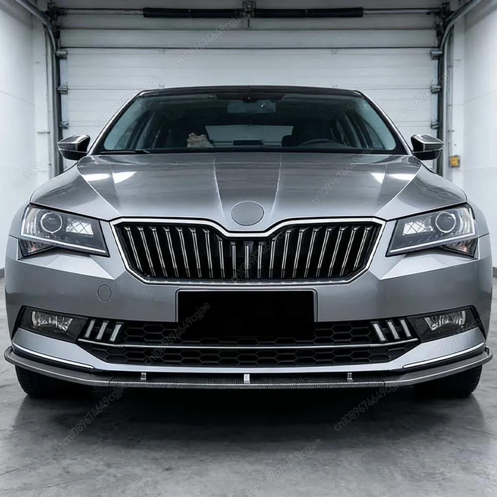 

For Skoda Superb B8 3V3 3V5 TSI TDI 2015-2019 Pre-Lci Tuning 3Pcs Front Bumper Splitter Lip Spoiler Diffuser Gloss Black Bodykit