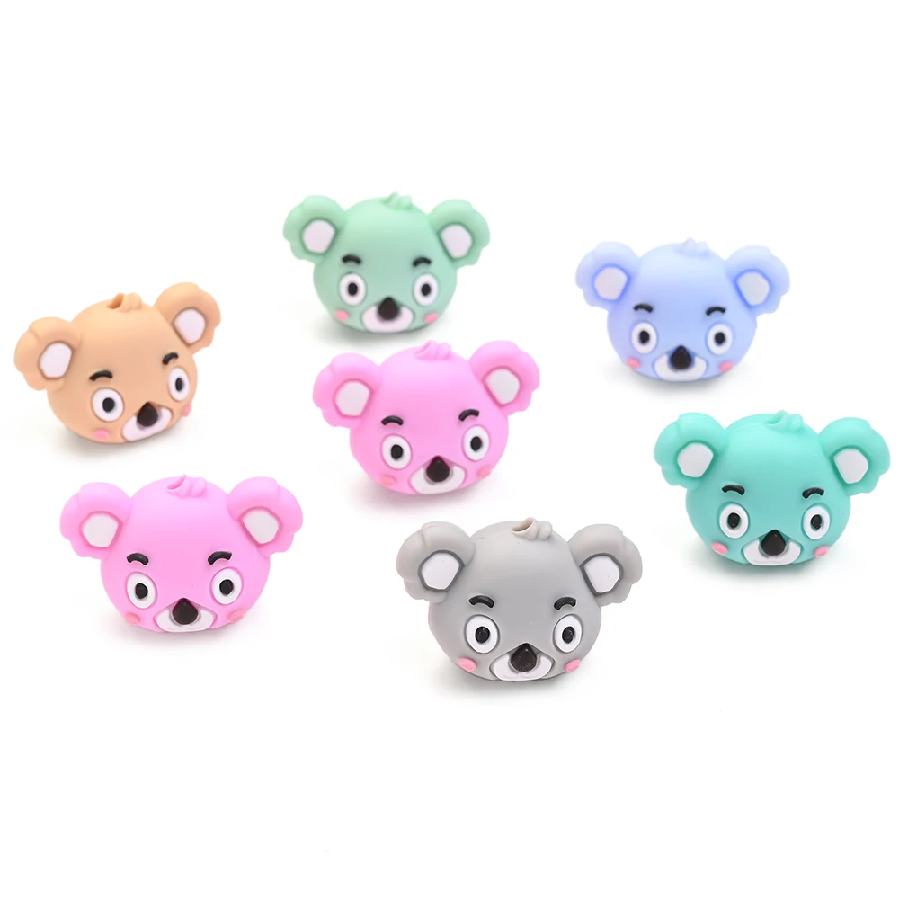 6 個のカラフルなシリコーンビーズリトルベア型ビーズ食品グレードのシリコーンビーズ Diy のためのユニークなおしゃぶりチェーンジュエリーアクセサリー