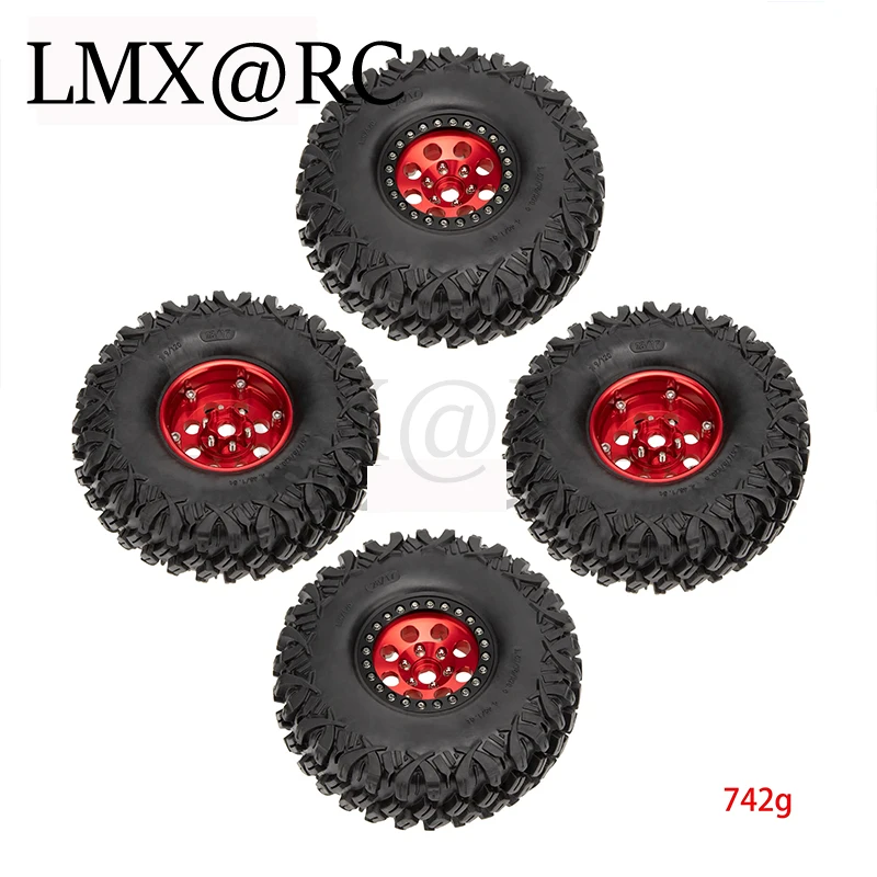 4PCS 1.9 inches Aluminum Alloy Wheels & Rubber Tires Kit for 1/10 RC Rock Crawler TRX-4 Axial SCX10 90046 D90 Voodoo KLR