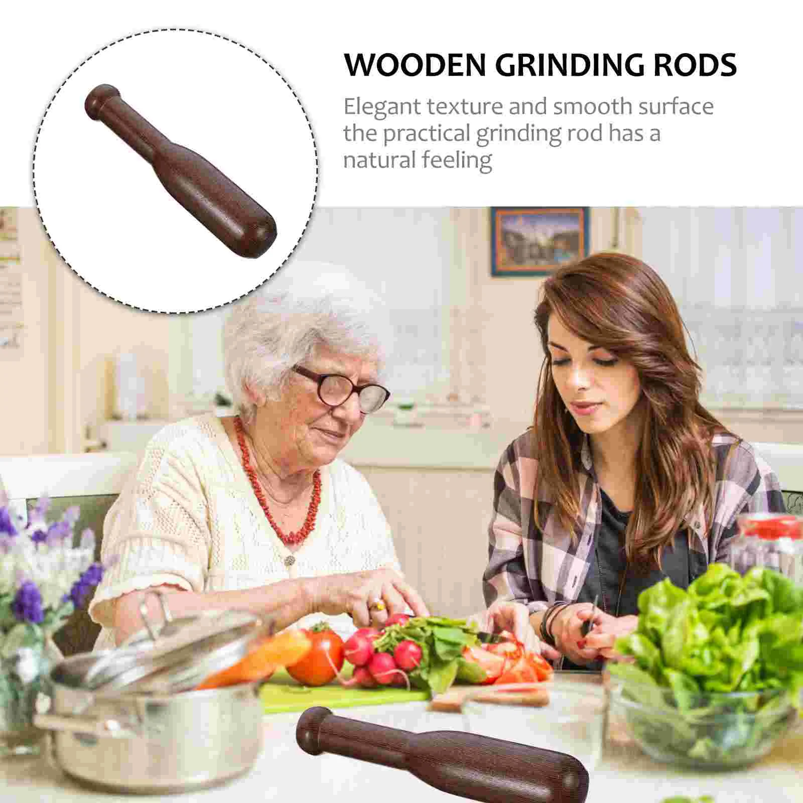 Pedestal Stick Manual Grinding Rods Medicine Spice Wood Pestle Bar Kitchen Tool Garlic Food Muddler Grinder