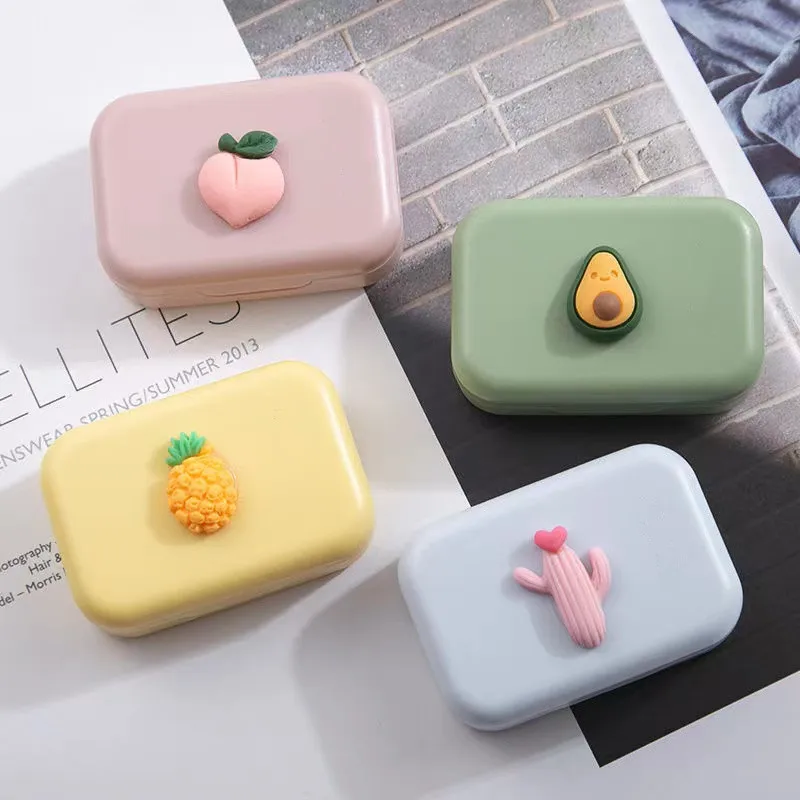 YIMEIXI 1PC Cute Contact Lenses Case with Mirror Mini Protable  Color Fruit Pattern Lenses Storage Box Container Fast Shipping