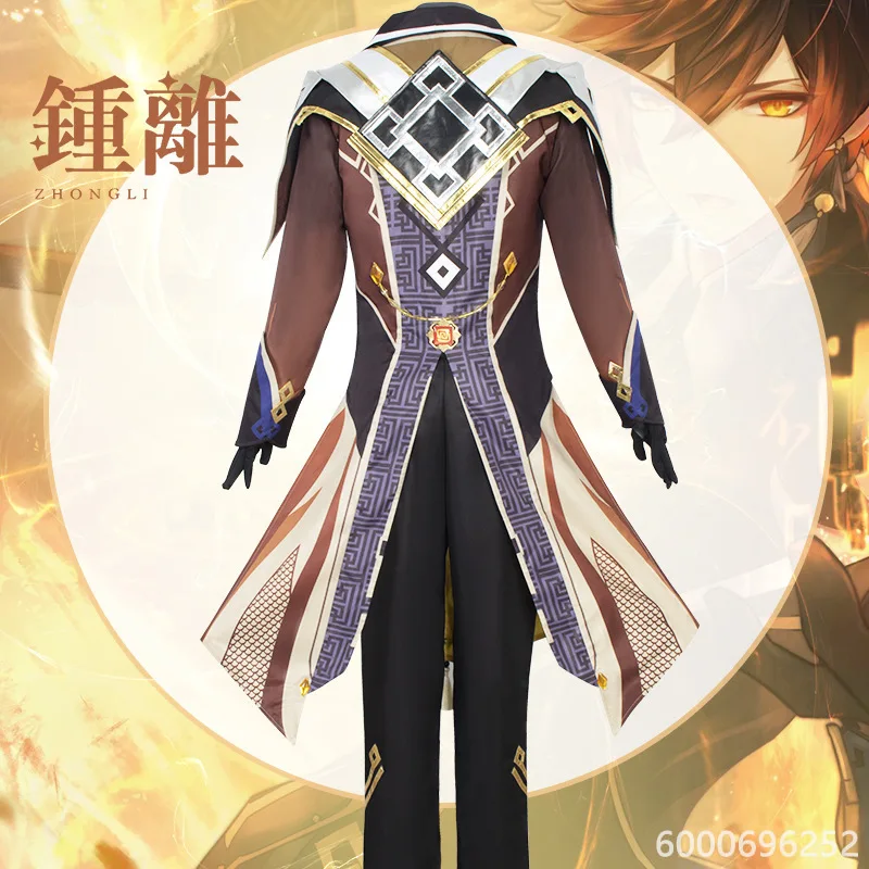 Genshin Impact Zhongli Cosplay Traje Masculino, Conjunto Completo, Jogo Role Play, Confortável Roupa de Halloween, Alta Qualidade, Nova Chegada