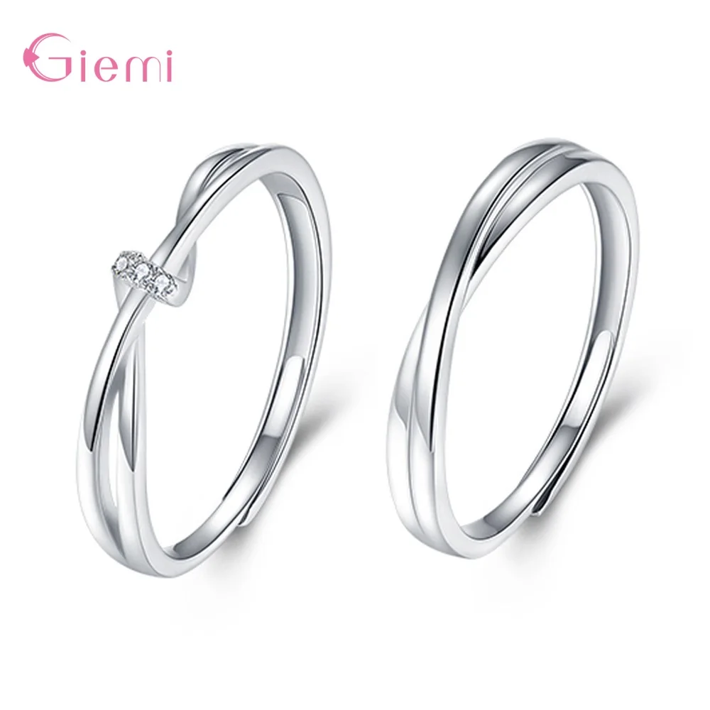 Delicate Adjustable White Wedding Anniversary Rings Gift for Women Men 2023 New Arrival 925 Sterling Silver Jewelry Wholesale