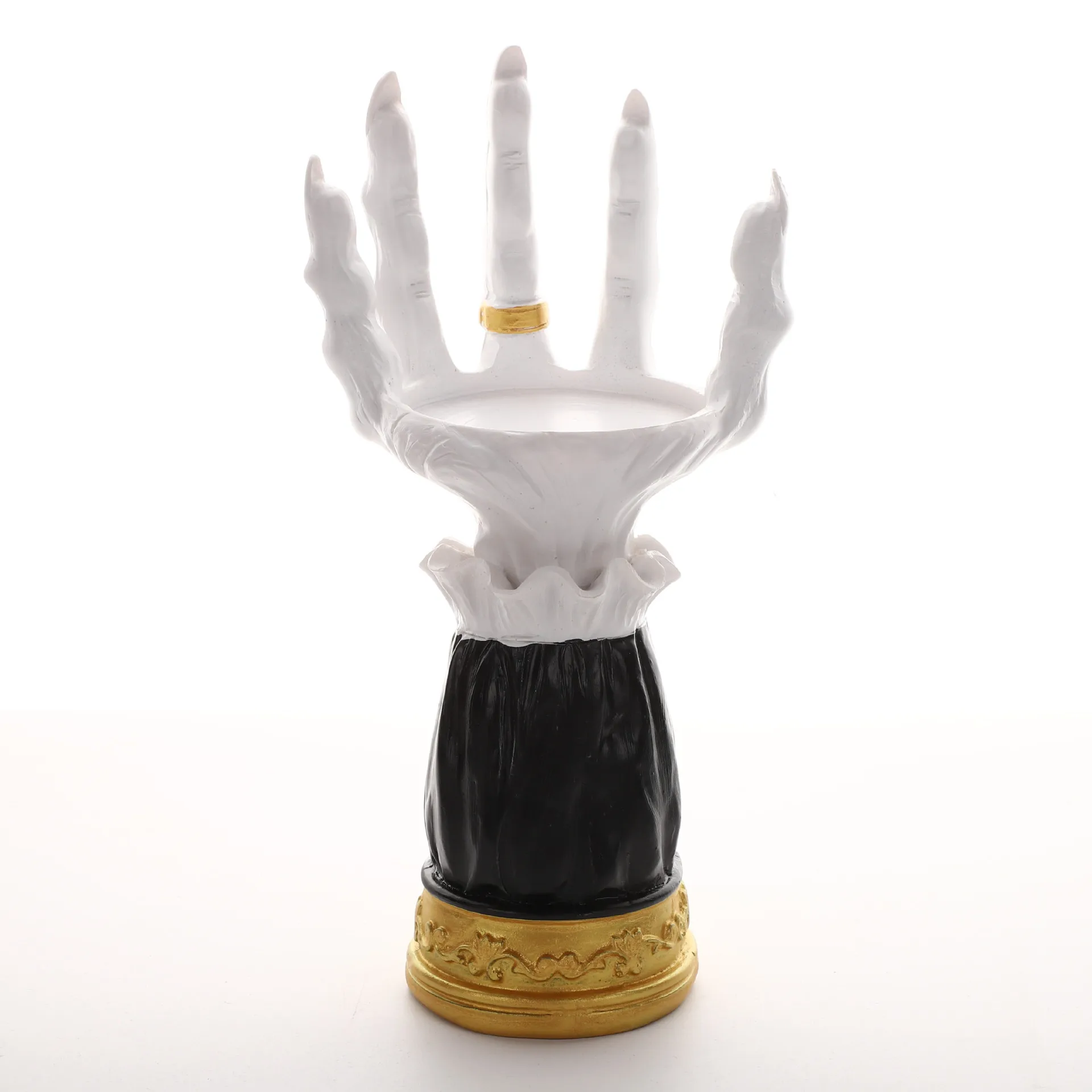 Best Selling Halloween Palm Candlestick Witch Hand Candle Easter Decorative Resin Palm Tray Creepy Color Festival Display