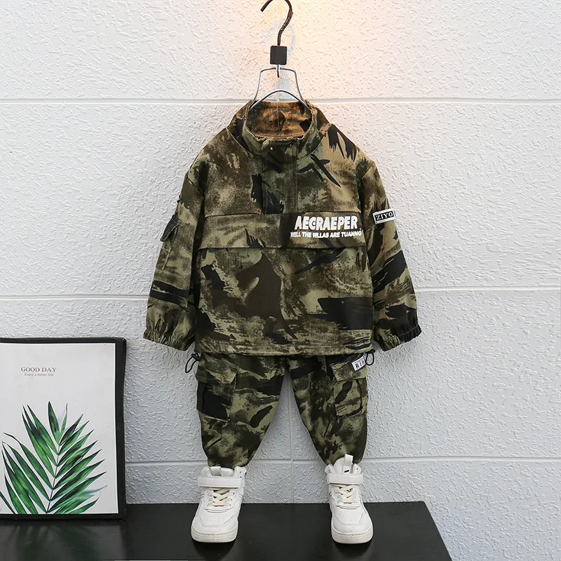 

Kids Toddler Baby Boy Clothes Set Children Camouflage Coat+Cargo Pants 2PCS Outfit Spring Autumn Fashion Streetwear Clothing