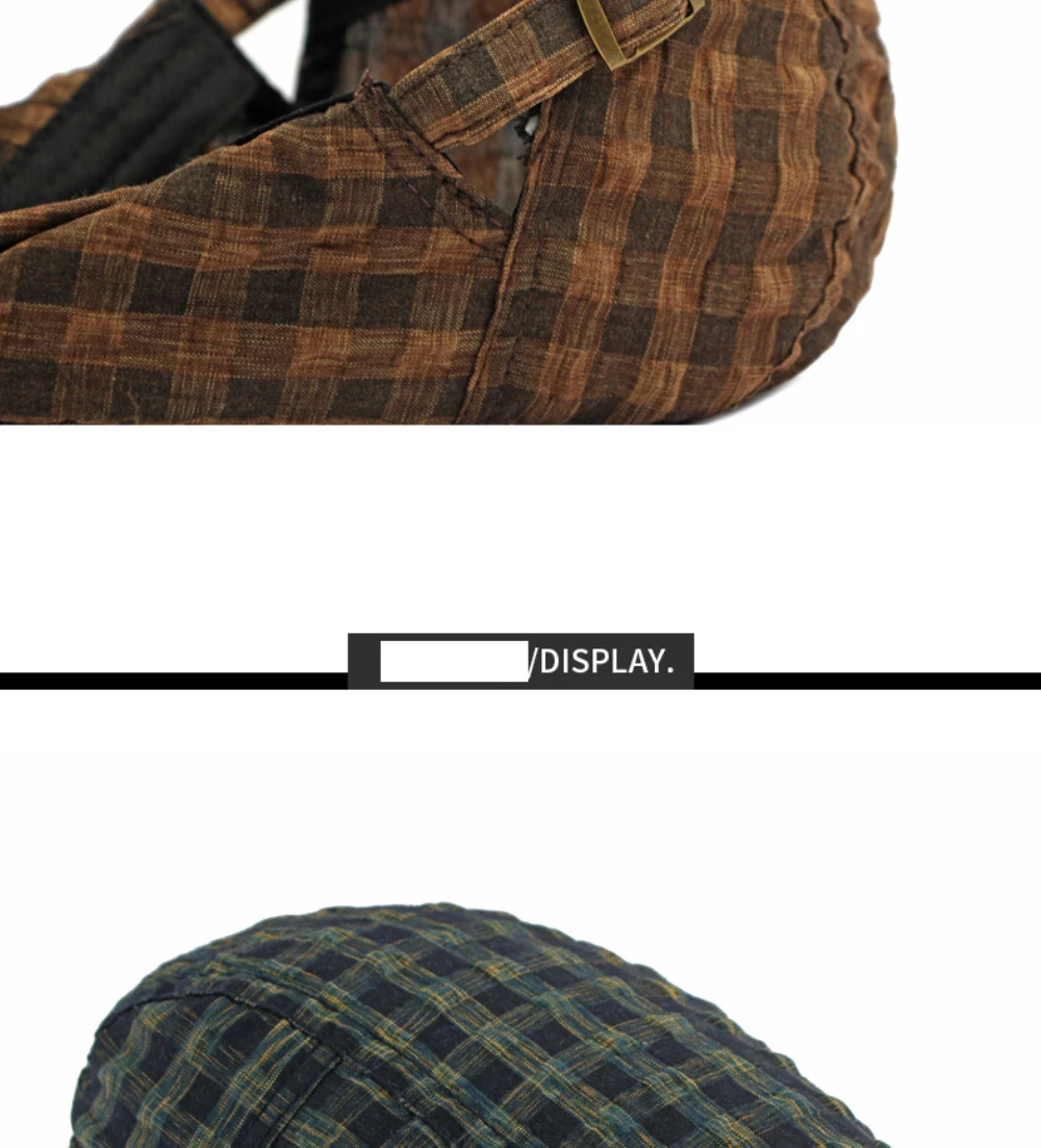 HT5093 Baskenmützen Frühling Sommer Atmungsaktive Sonnenkappe für Männer und Frauen Künstler-Malermütze Verstellbare Ivy Flat Cap Unisex Karierte Baskenmütze – Detail 8