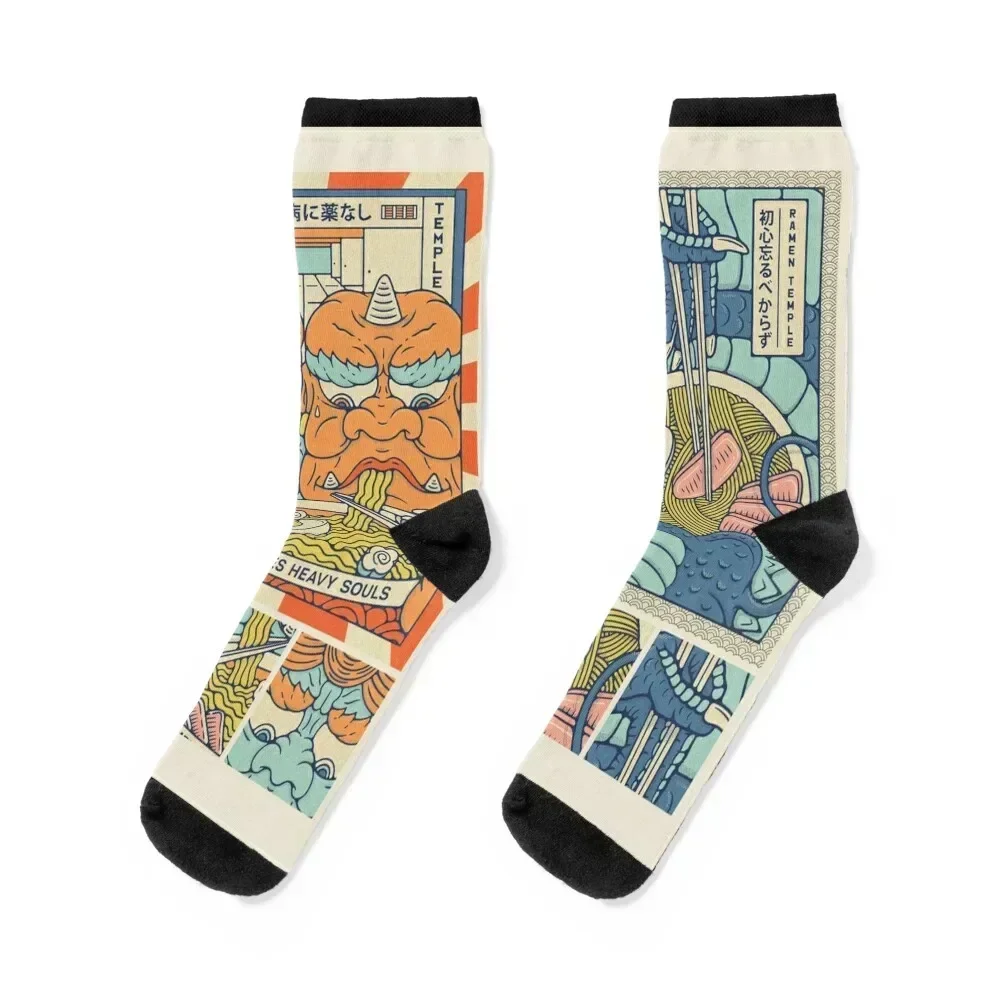 Retro Ramen Temple Socks floral Soccer Stockings man Socks Man Women's