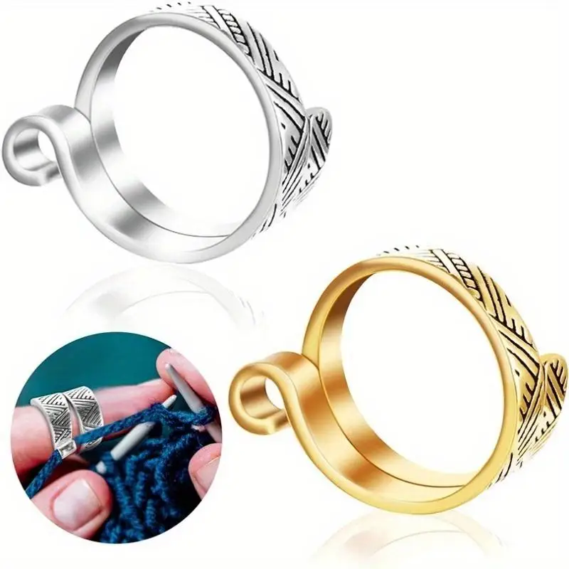 5pcs Knitting Loop Adjustable Open Ring Webbing Jewelry Crochet Wool Knitting Finger Wear Thimble Yarn Guide Tools Sewing