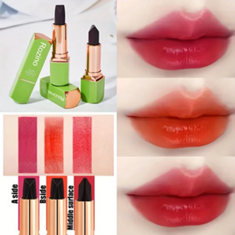 ROZINO Color-Changing Lipstick, Triple Color, Triple Formula Matte Lipstick - Long-Wear Waterproof Hydrating Lip Balm