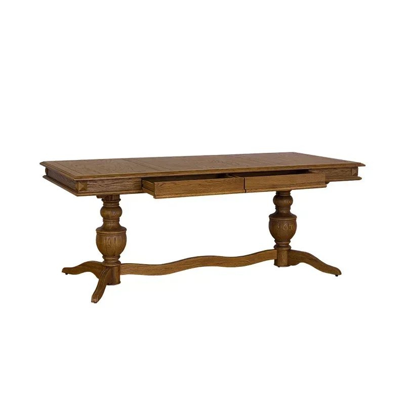 North American country solid wood rectangular western dining table retro restaurant family 6-8 people