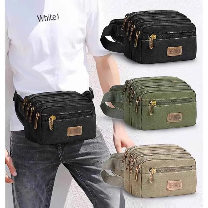 

Многослойная повседневная холщовая поясная сумка, большая уличная сумка Capaci для мужчин и женщин, устойчивая к ношению, кошелек для коллекции мобильных телефонов