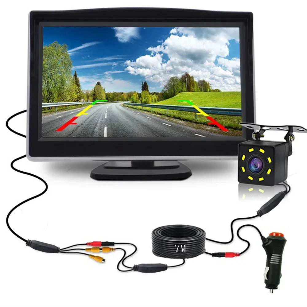 Easy Installation Rear View Backup Camera 4.3/5 Inch Car LCD Monitor for Vehicle Van Night Vision Reverse Video Parking