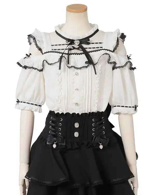 

Girls Lolita Shirts Japanese Style Mass Production Elegant Blouses New Arrival Long/short Sleeve Shirt Women's Off-shoulder Top
