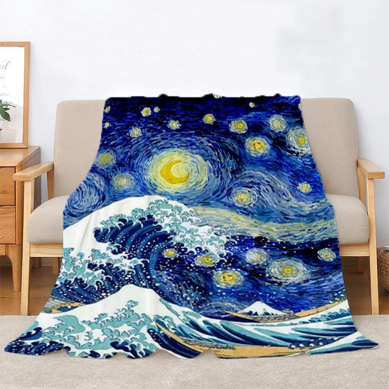 Van Gogh Cute Throw Blanket for Bed Bedroom Decoration Fluffy Soft Blankets Boho Home Decor Bedspread the Decorative Sofa Fleece