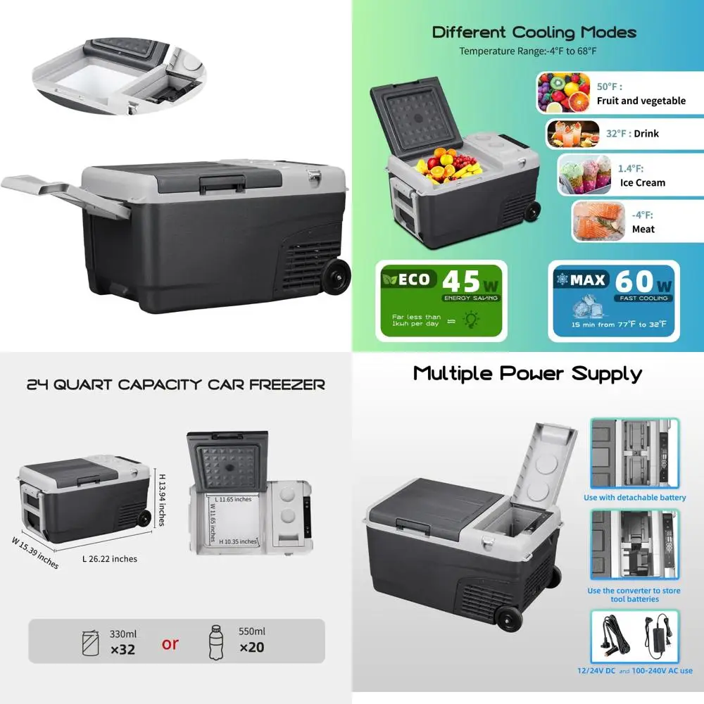 Réfrigérateur portable pour voiture 12 V, congélateur de 24 litres, idéal pour les activités de plein air, le camping, les camping-car et la navigation de plaisance