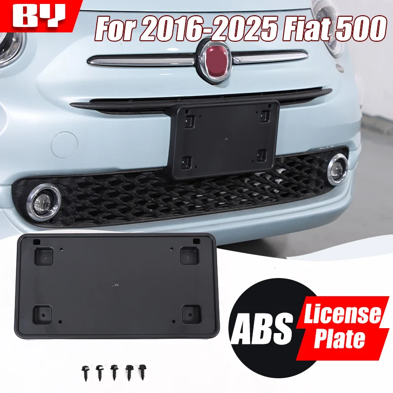 

For 2016-2025 Fiat 500 Front Bumper License Plate Frame Holder Mount Bracket ABS Accessories