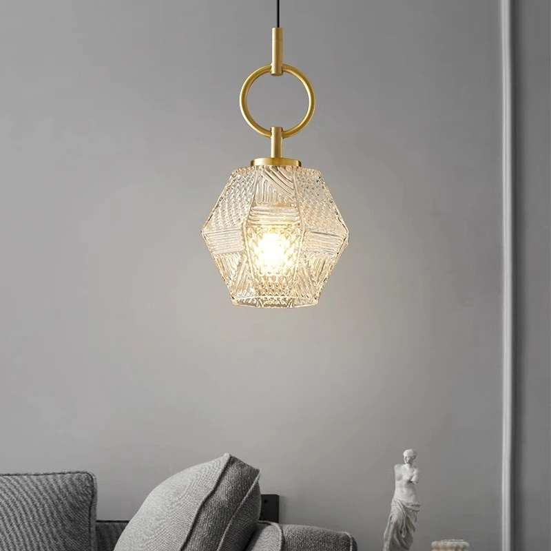 

Полностью медная прикроватная люстра для спальни, хрустальное стекло, люстра для столовой, современная барная лампа, люстра, скандинавский свет, роскошная маленькая