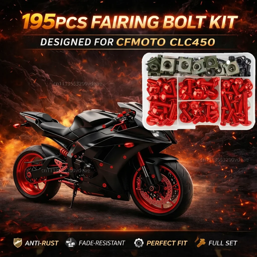 

195Pcs Motorcycle Fairing Bolt Screws Kit Nut Clips For Honda CBR 125R 954 600 F4i 650F 650R 1100XX 1000F CBR 600RR 1000RR CNC