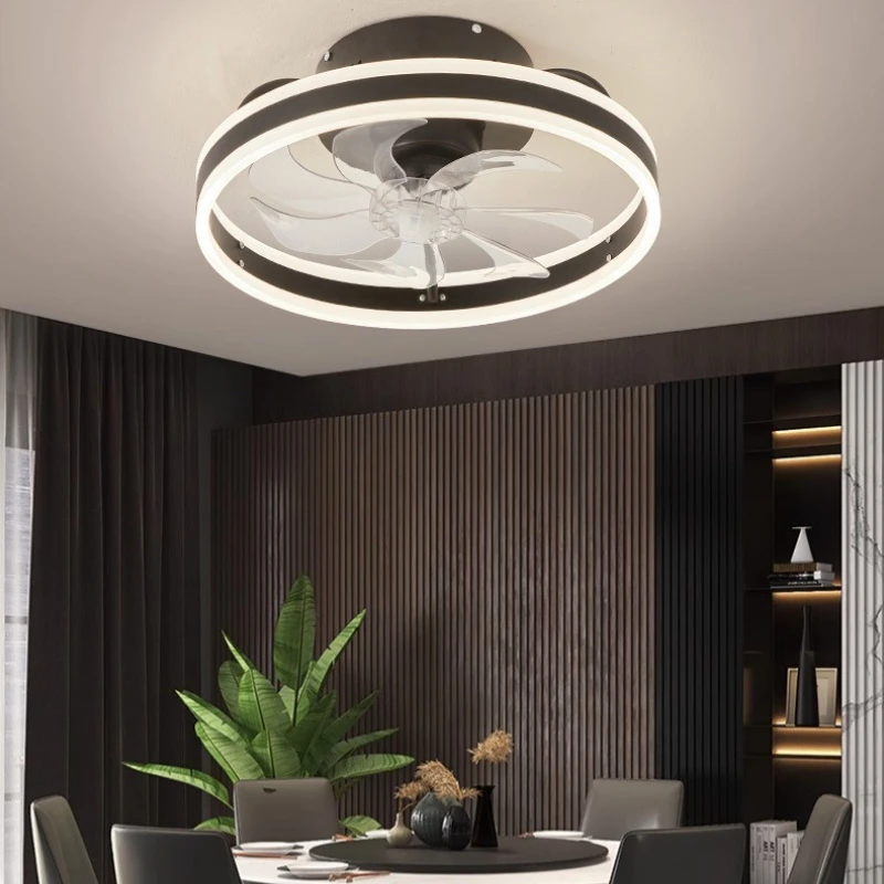 Shaking Head LED Ceiling Fan Lights Variable Frequency Bedroom Living Dining Room Electric Fan Lamps Indoor Art Lighting Fixture