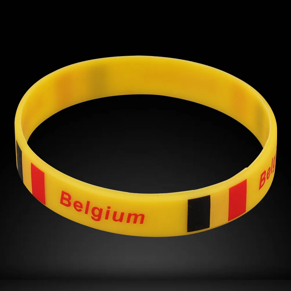 Silicone Wristband Belgium Flag Design Comfortable Size For Football Games International Country Bracelet